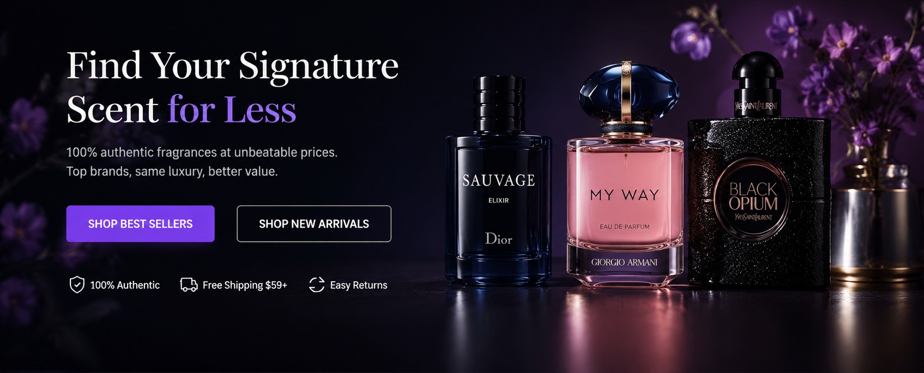 Find your signature scent for less, 100% authentic designer fragrances at unbeatable prices.
